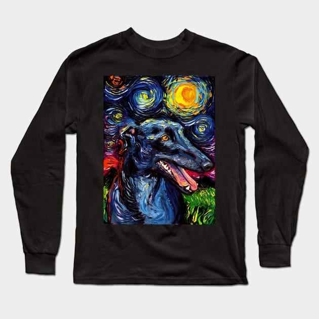 Greyhound Night Long Sleeve T-Shirt by sagittariusgallery